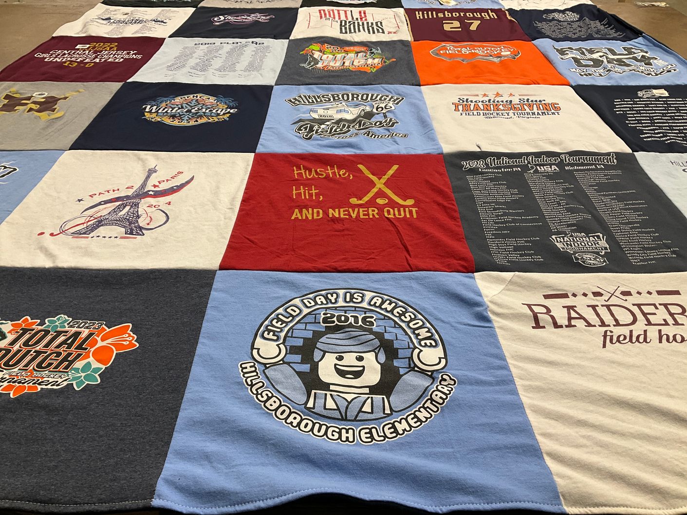 T-shirt quilt featuring raiders field hockey team by Maureen from NJ