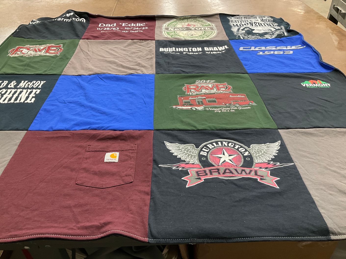 T-shirt quilt with family traditions, vehicles themes by Desiree from NH