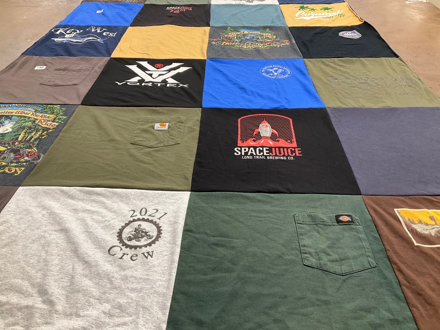 T-shirt quilt with brewing, craft beer themes by Desiree from NH