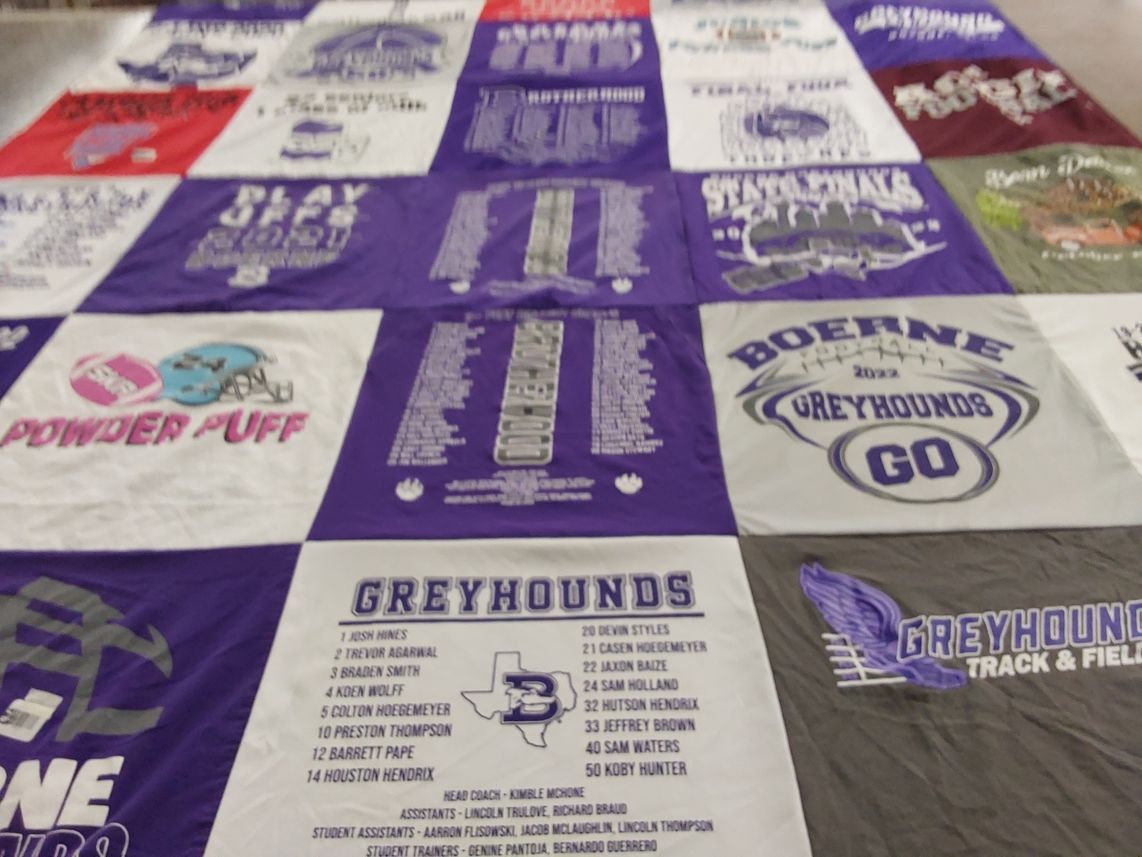 T-shirt quilt featuring boerne greyhounds by Lisa from TX