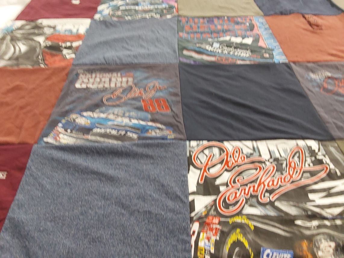 T-shirt quilt with nascar, auto racing themes by Kimberly from NY