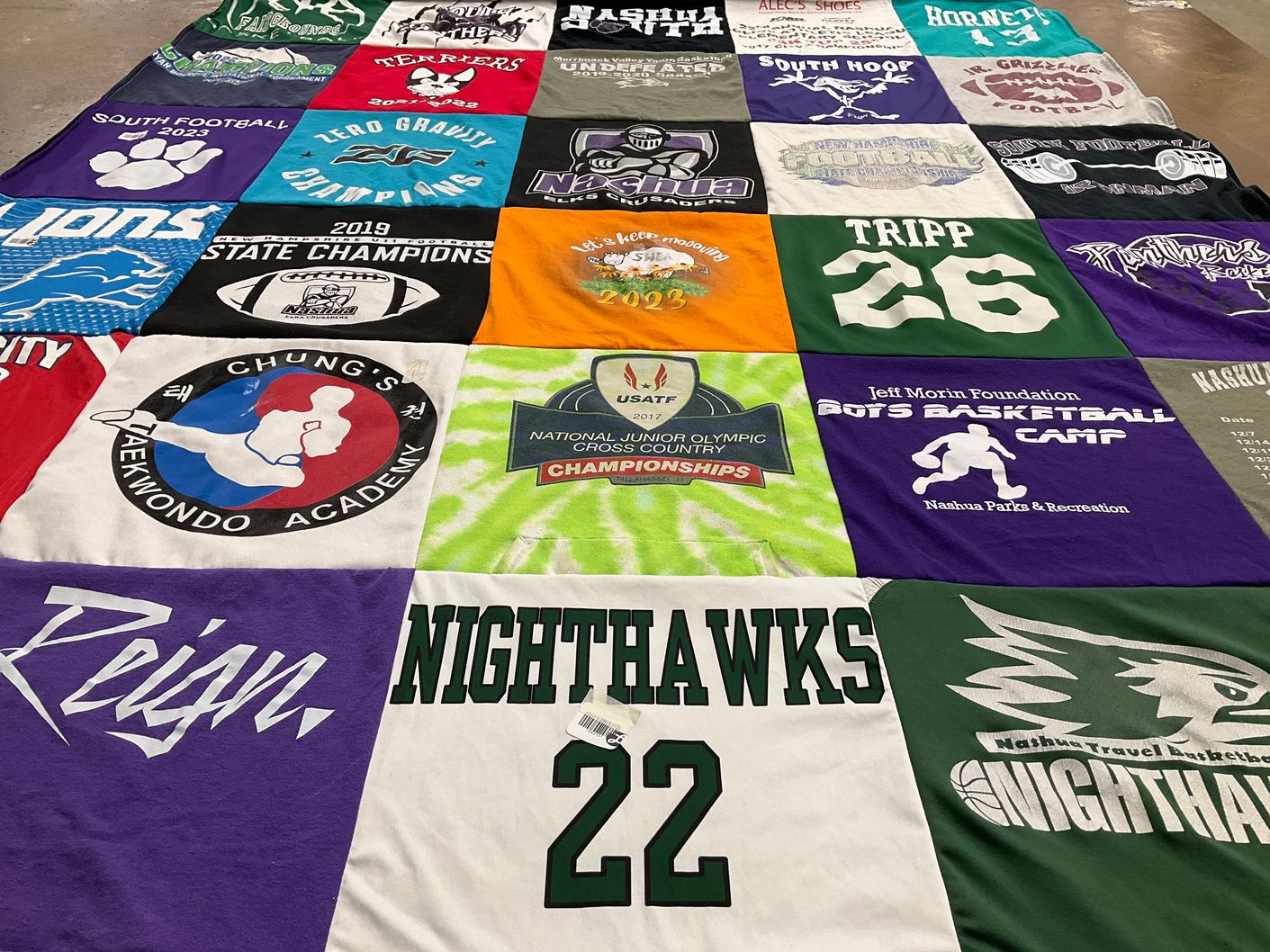 T-shirt quilt featuring nashua grizzlies, nashua hornets by Jennifer from NH