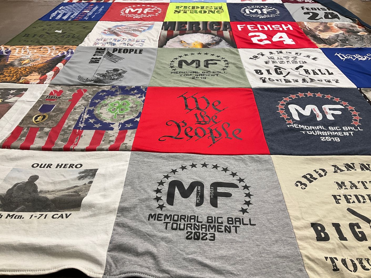 T-shirt quilt with patriotism, community events themes by Lauren from NY
