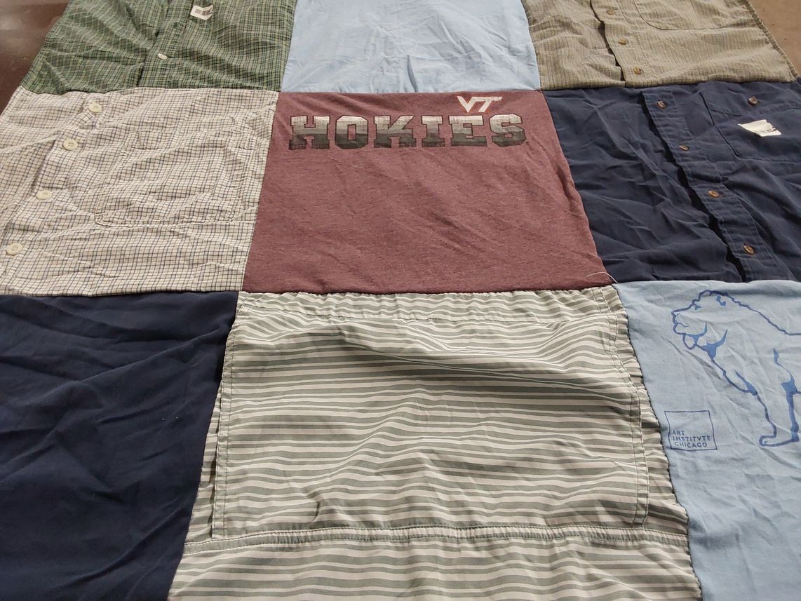 T-shirt quilt from virginia tech university, art institute of chicago by Kathryn from VA