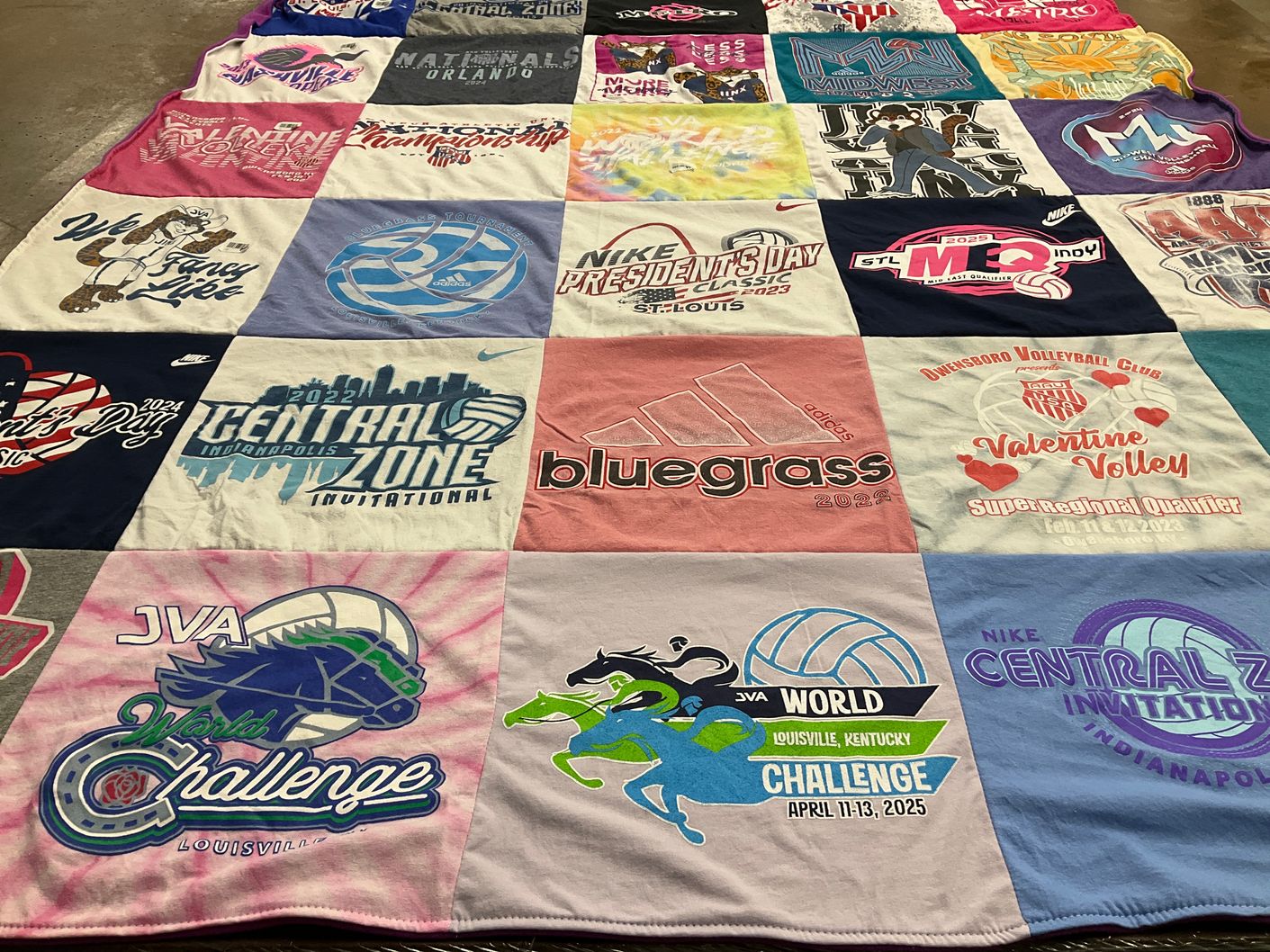 T-shirt quilt with volleyball, sports themes by Jamie from IN