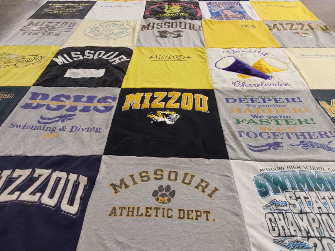 T-shirt quilt featuring university of missouri tigers by Jill from KS