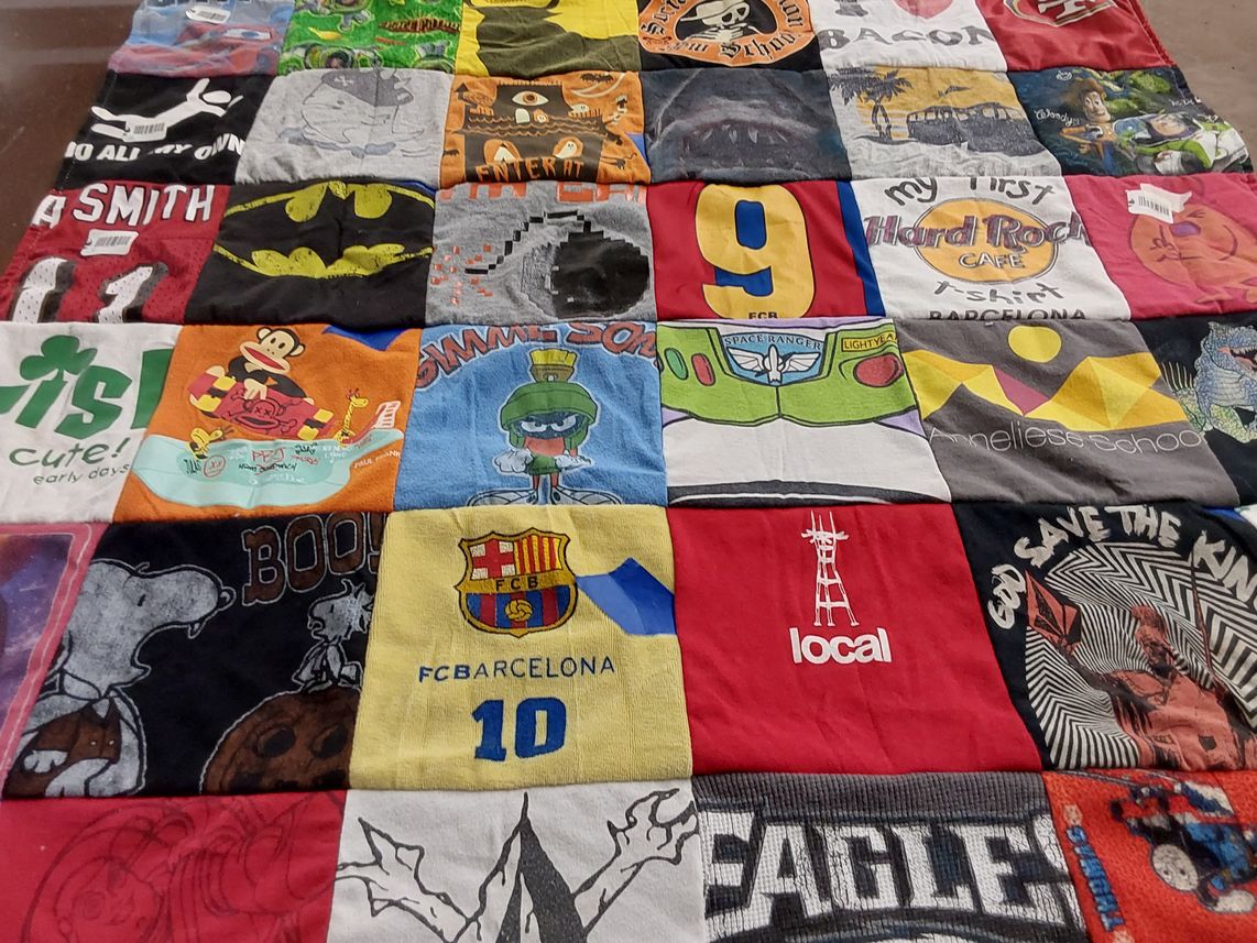 T-shirt quilt featuring fc barcelona by Heidi from OR