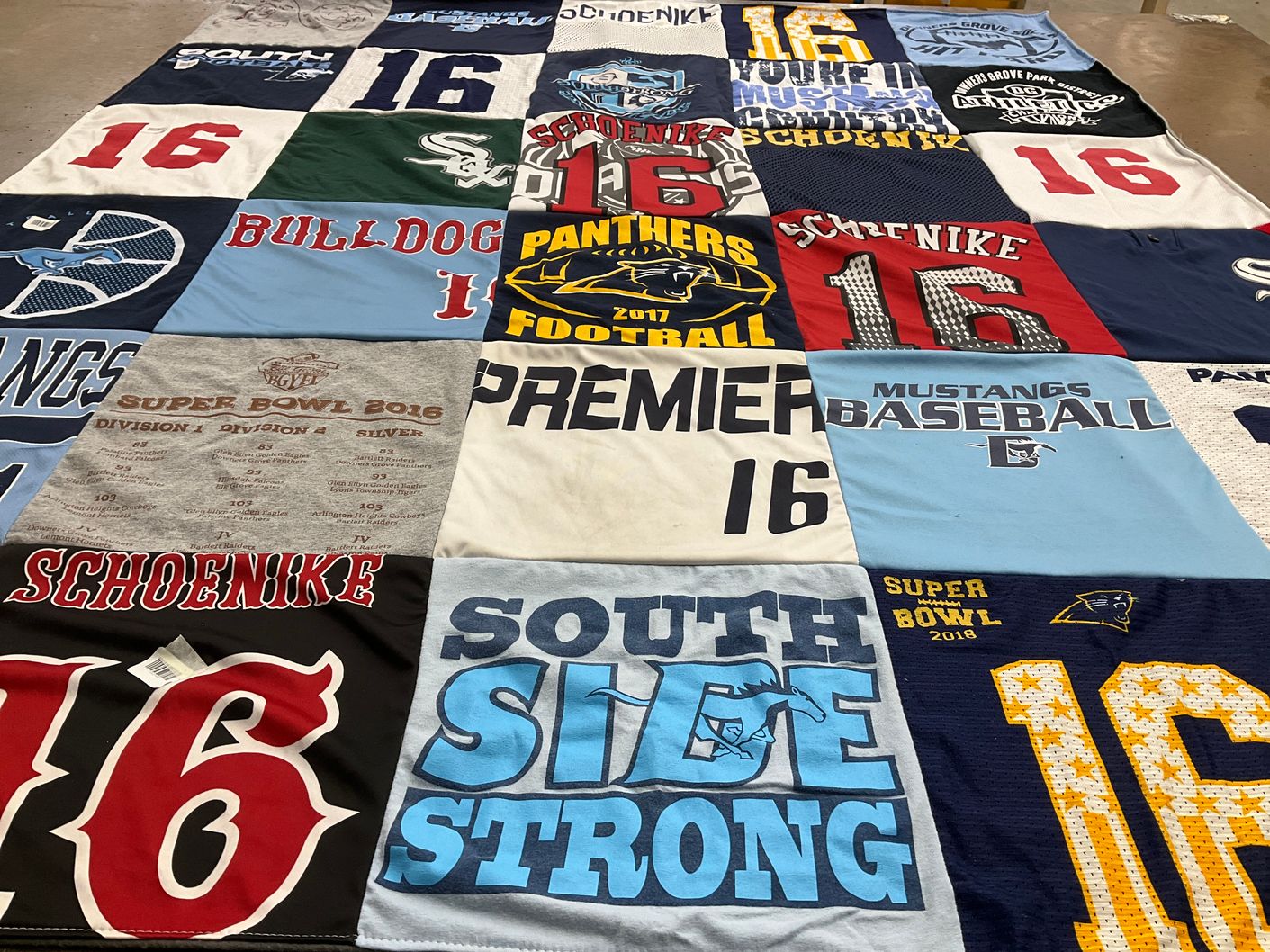 T-shirt quilt featuring mustangs football, bulldogs football by Danielle from IL