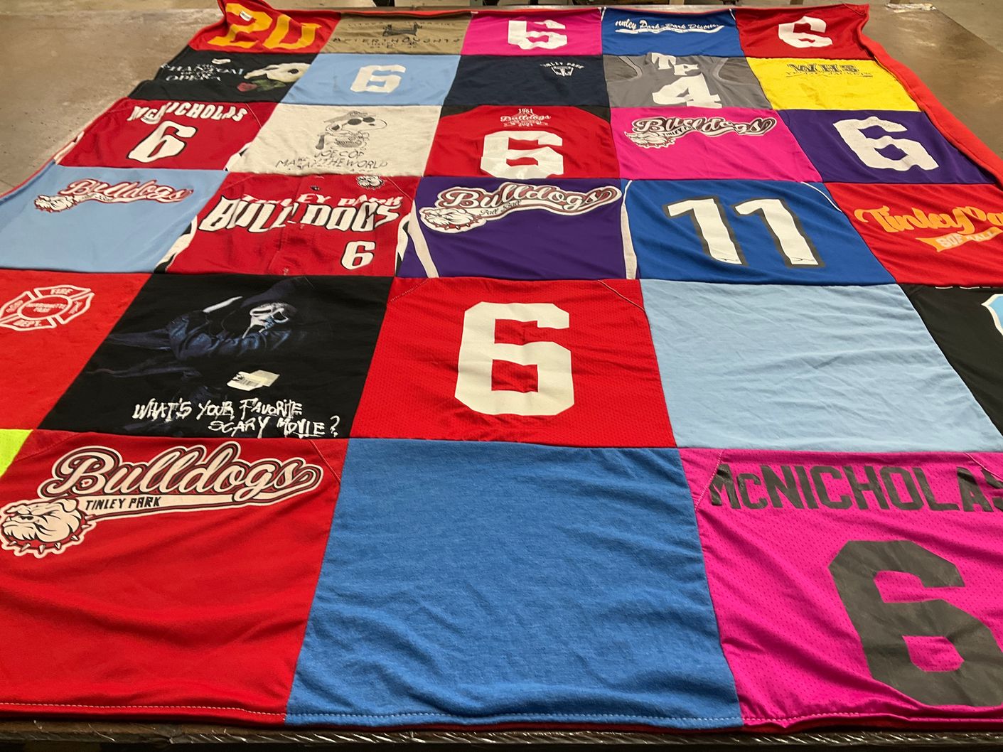 T-shirt quilt from tinley park high school by Rebecca from IL
