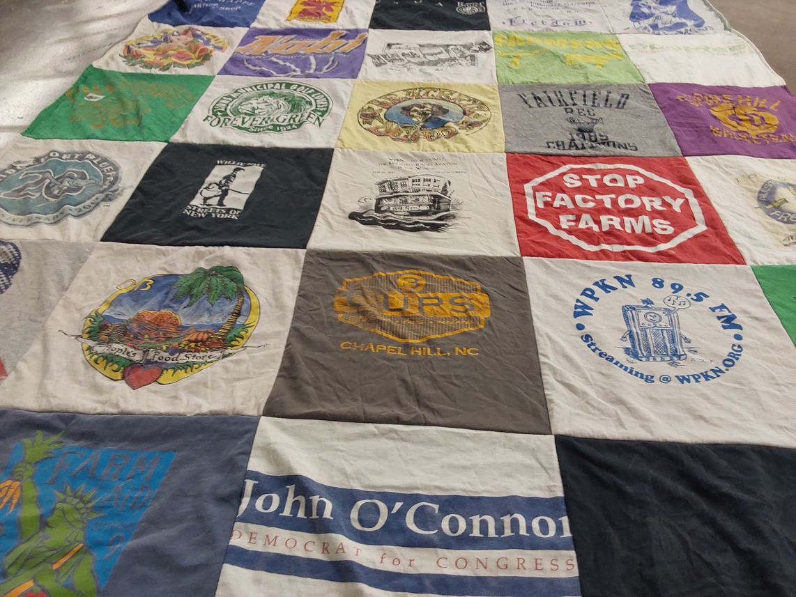 T-shirt quilt with politics, environmentalism themes by Robert from MA