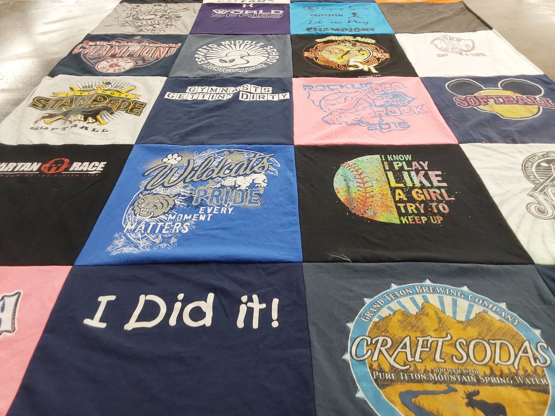 T-shirt quilt featuring softball, wildcats by Traci from CA