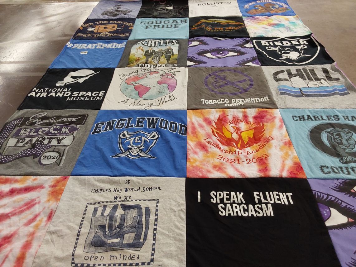 T-shirt quilt featuring englewood leadership academy by Catherine from CO