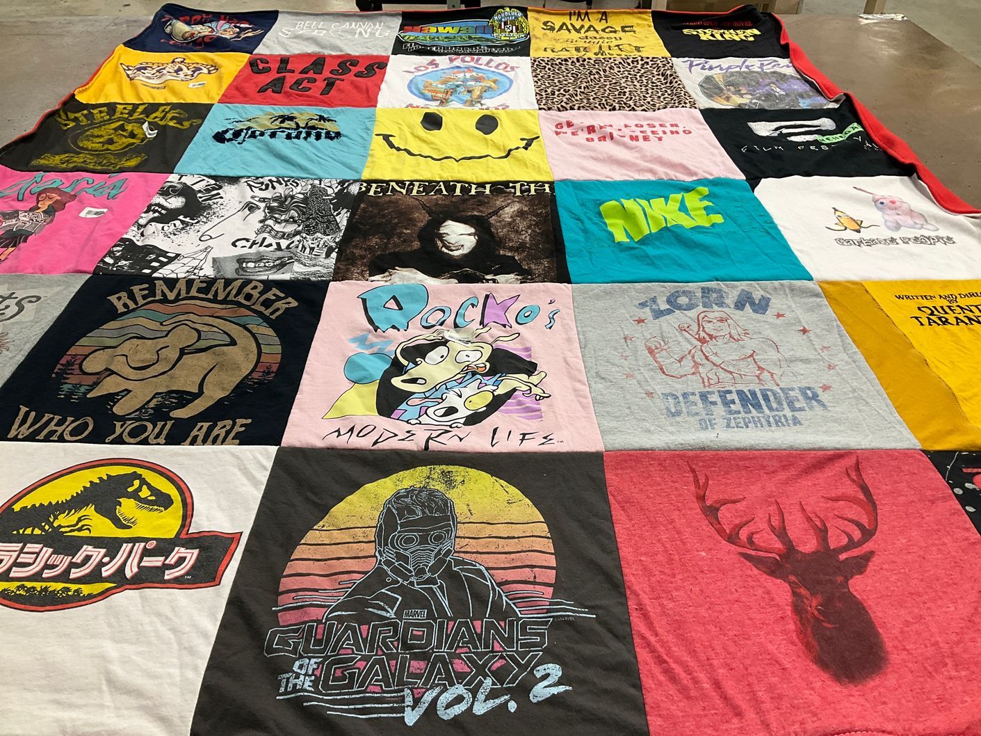 T-shirt quilt with movies, comics themes by Britney from CA