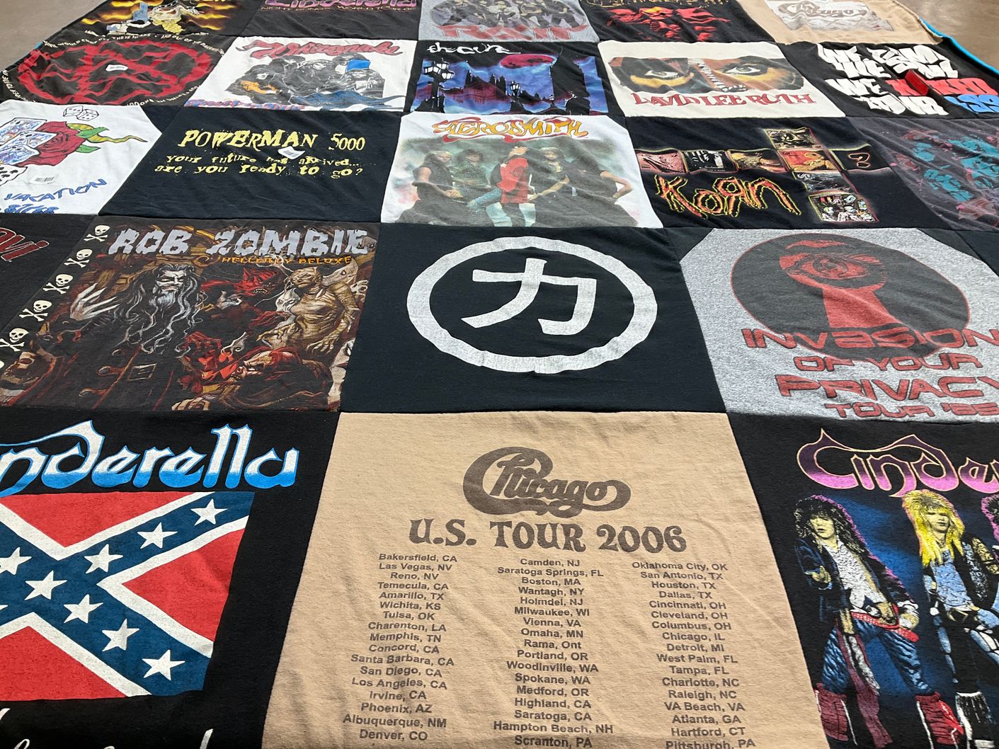 T-shirt quilt with music, rock themes by Lisa from NC