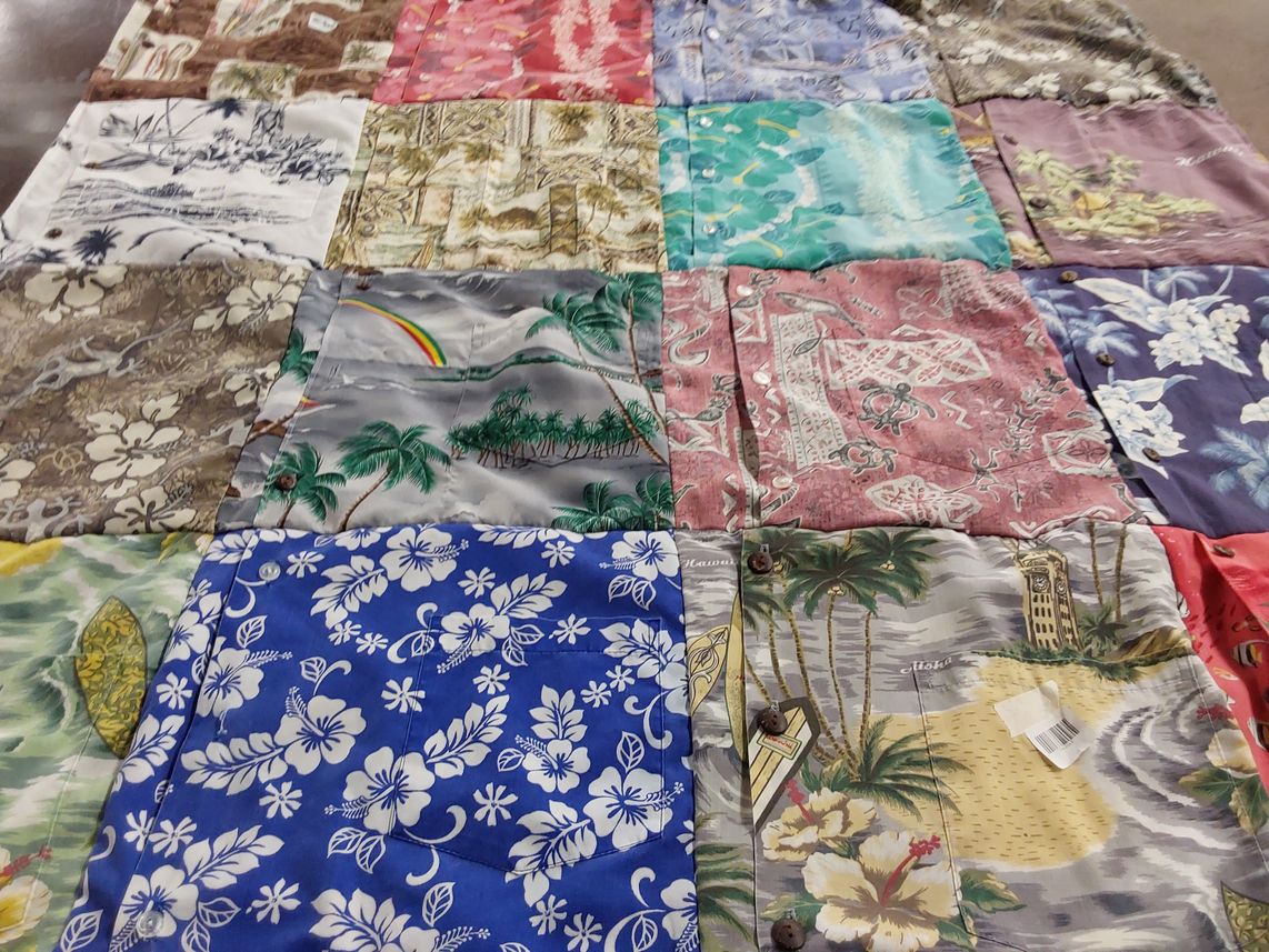 T-shirt quilt with travel, beach themes by Susan from WA