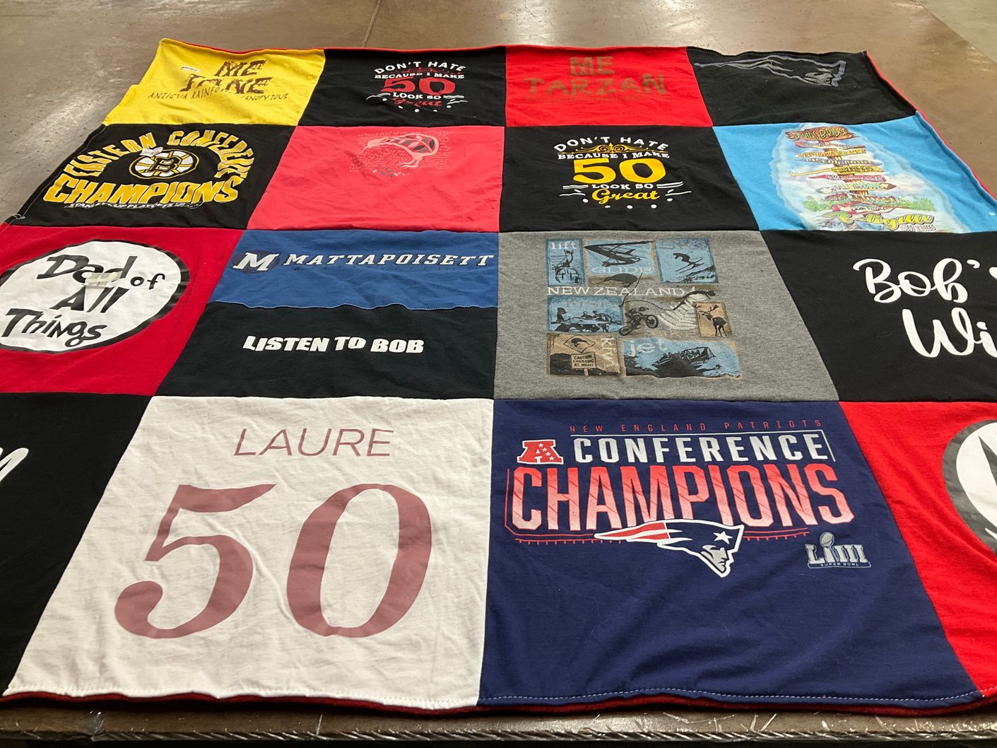 T-shirt quilt featuring new england patriots by Laure from AZ