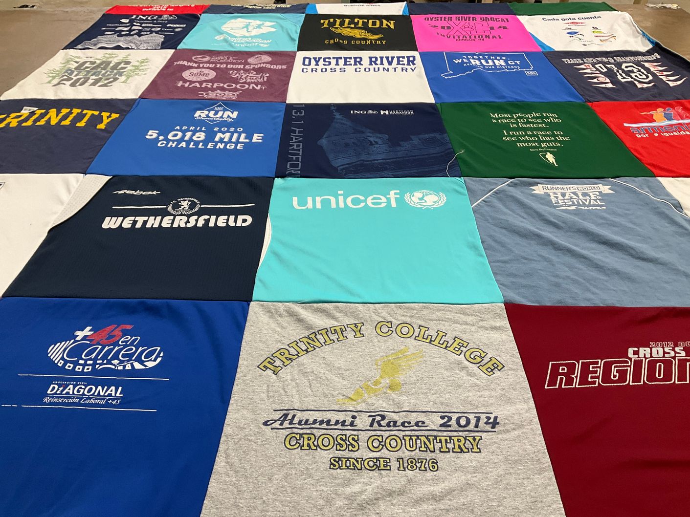 T-shirt quilt featuring oyster river cross country, wethersfield cross country by Elizabeth from NH
