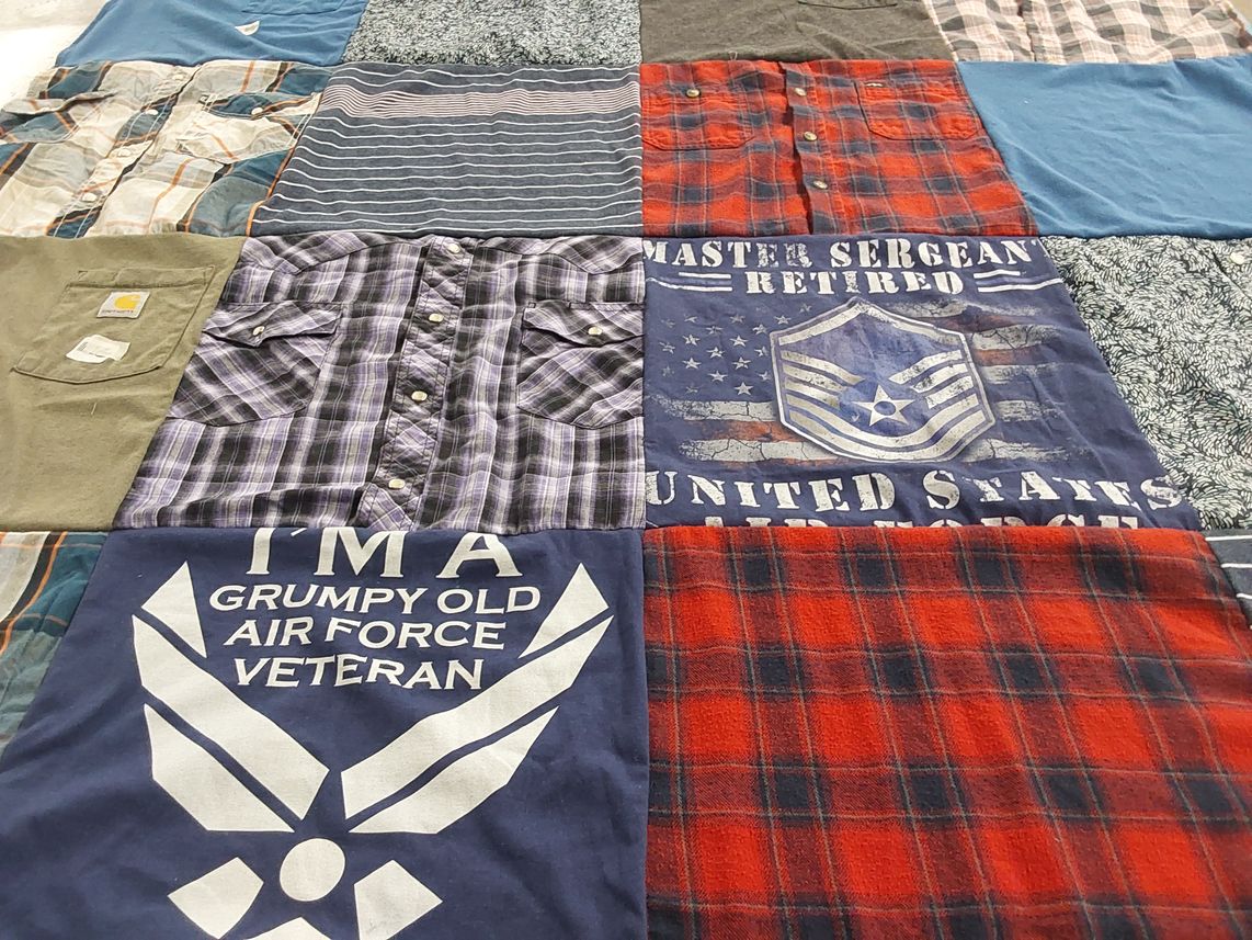 T-shirt quilt with military themes by Terri from TX