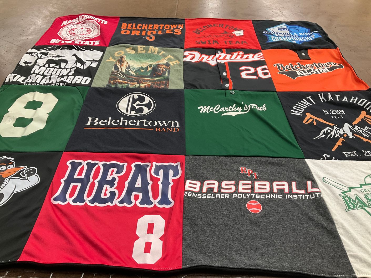 T-shirt quilt featuring belchertown swim team, belchertown all-stars by Amanda from MA