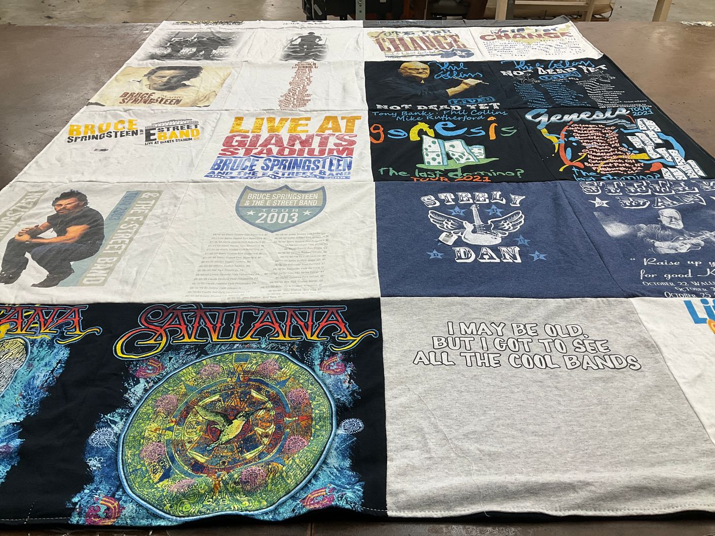 T-shirt quilt with music, concerts themes by Daniel from CT