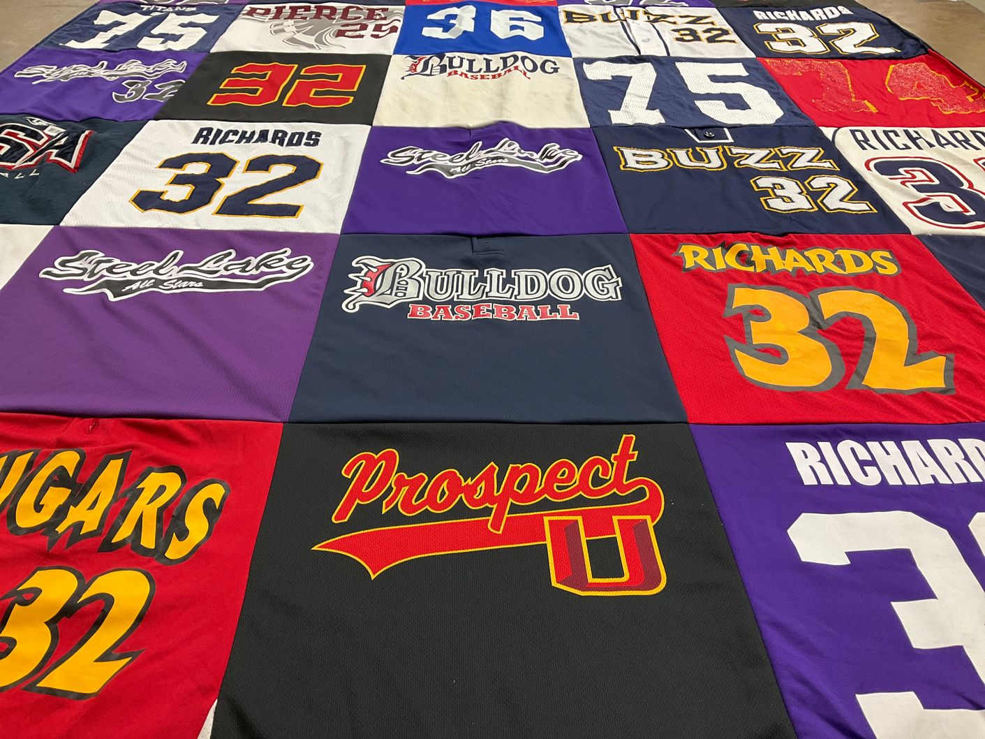 T-shirt quilt from steel lake high school, prospect university by Stephanie from WA