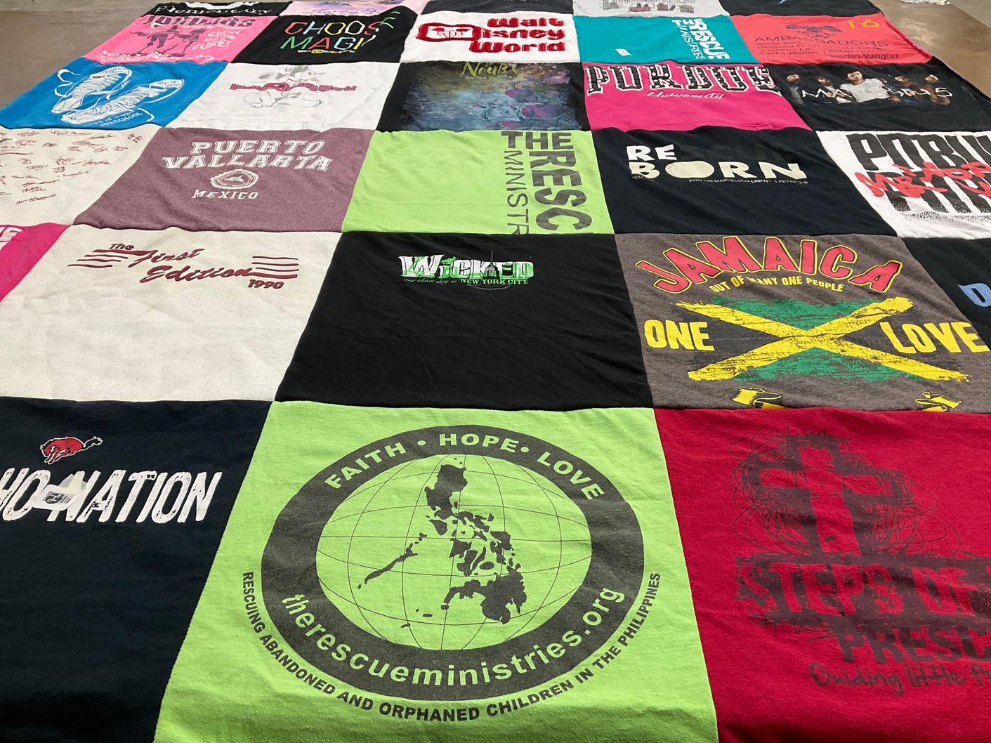 T-shirt quilt from purdues university by Gini from IN