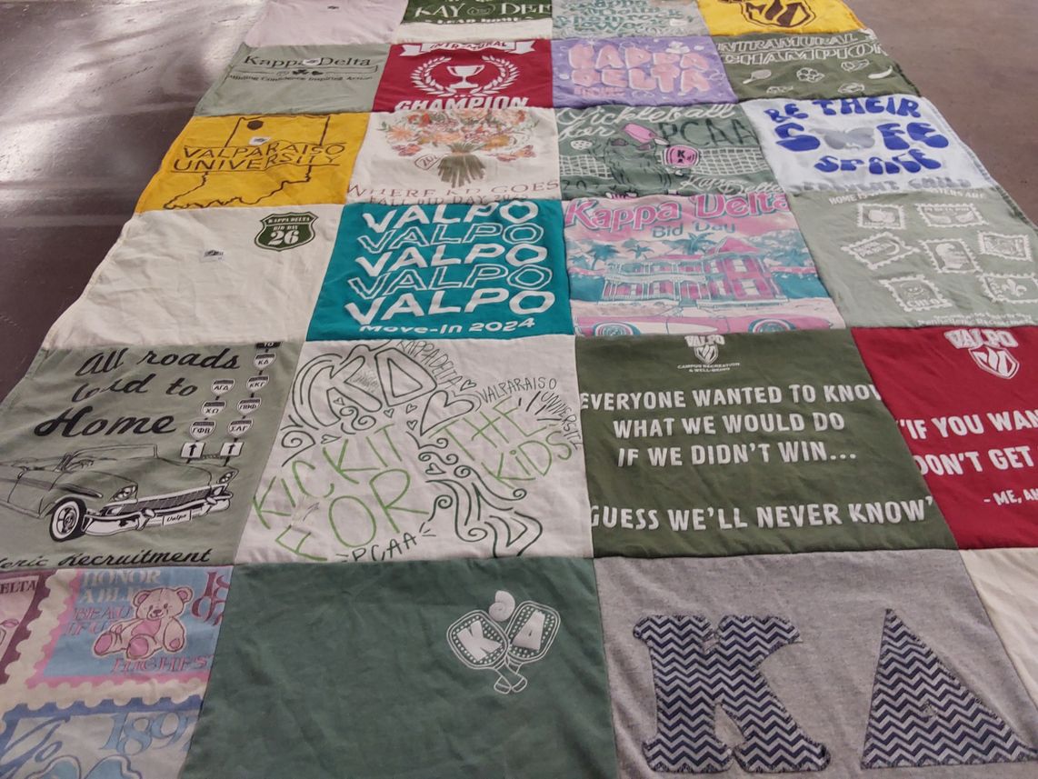T-shirt quilt from valparaiso university by gina from IN