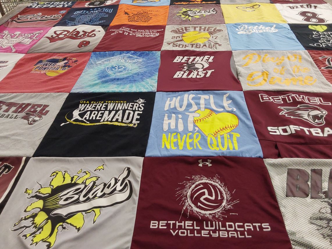T-shirt quilt featuring bethel wildcats volleyball, bethel blast softball by Rebecca from CT