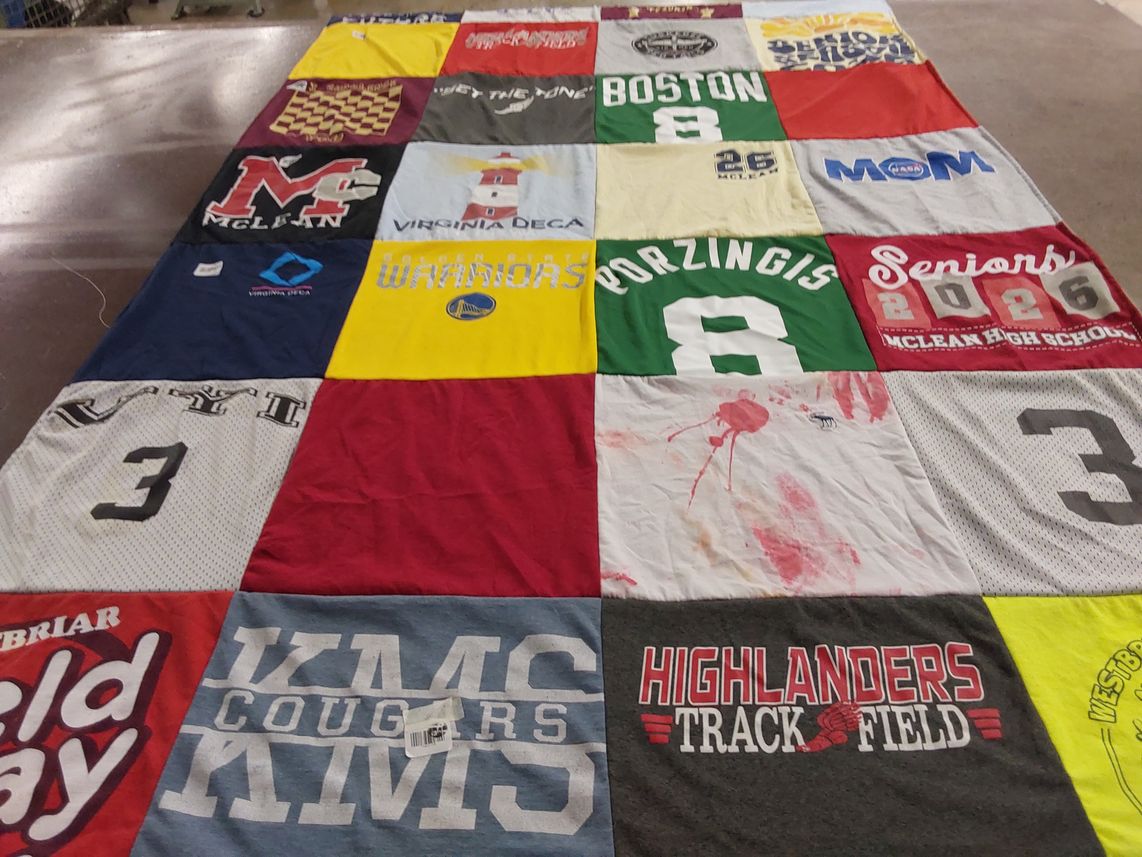 T-shirt quilt featuring cougars, warriors by Ritu from VA