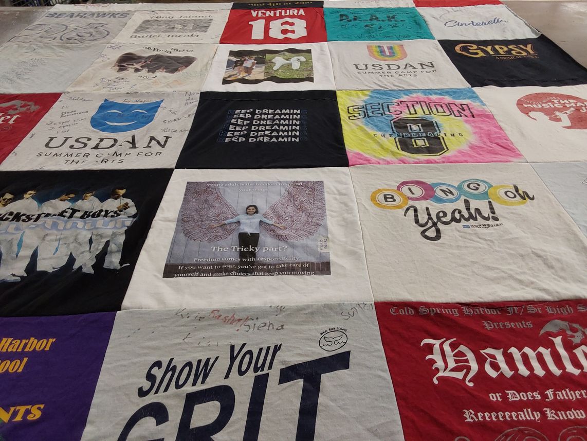 T-shirt quilt from cold spring harbor high school, usdan summer camp for the arts by Deirdre from NY
