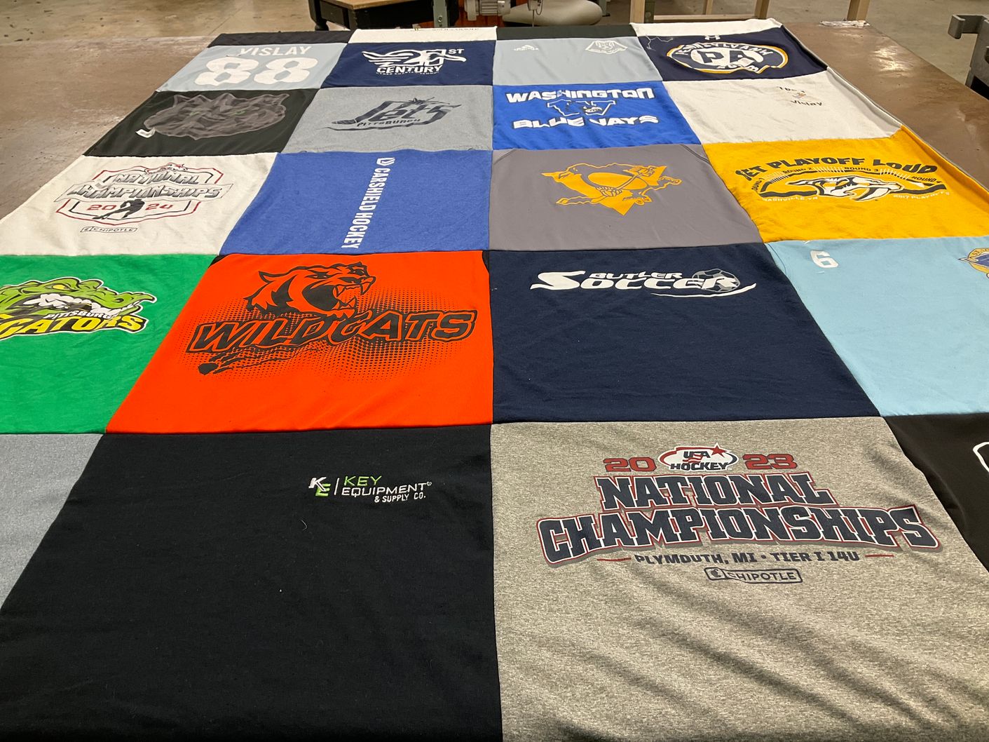T-shirt quilt featuring wildcats, gators by Nicole from MO