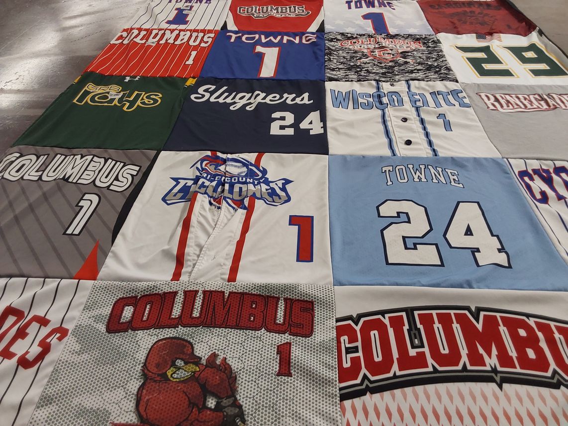 T-shirt quilt featuring columbus, townes by Kelly from WI