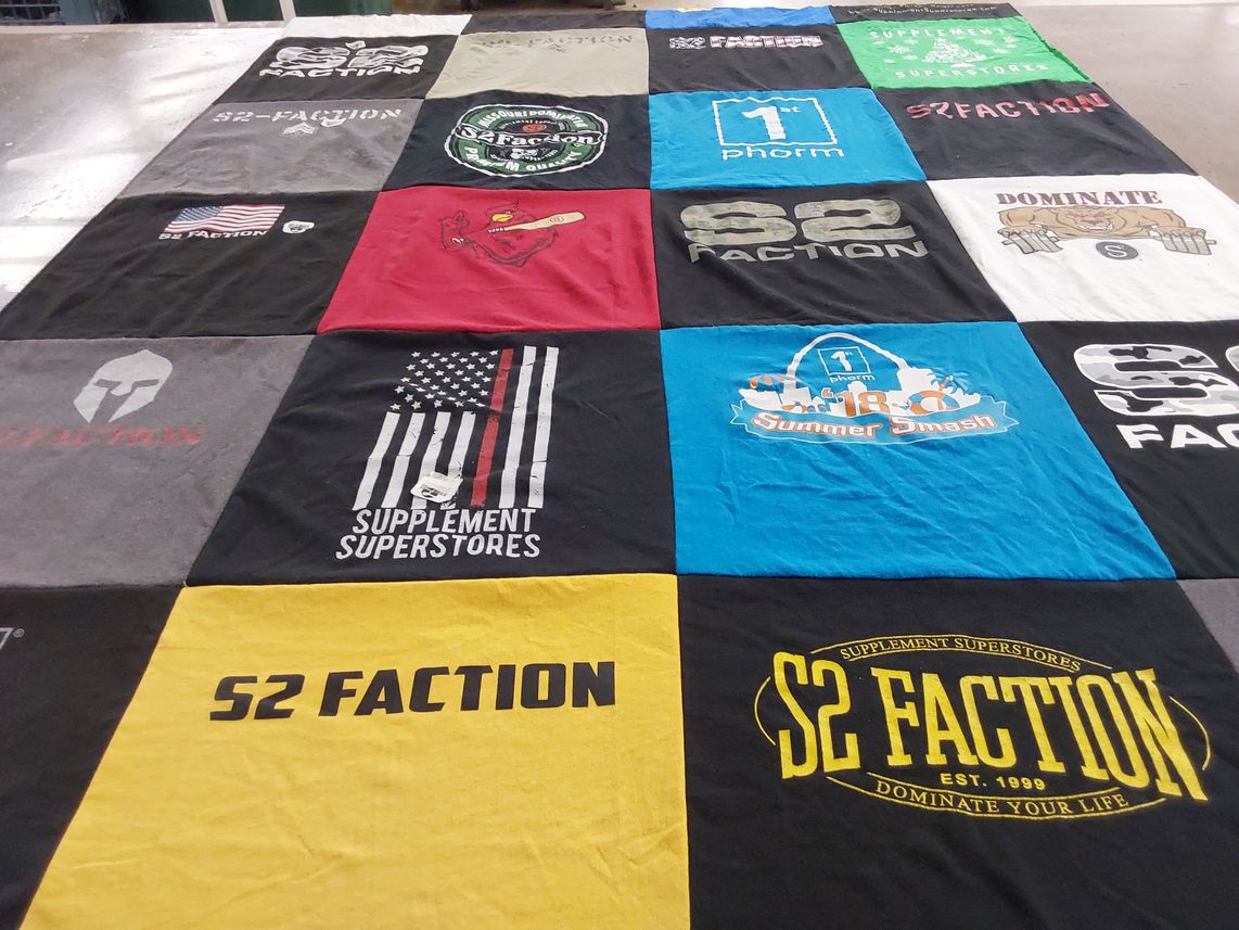 T-shirt quilt with fitness, health themes by Jared from IL