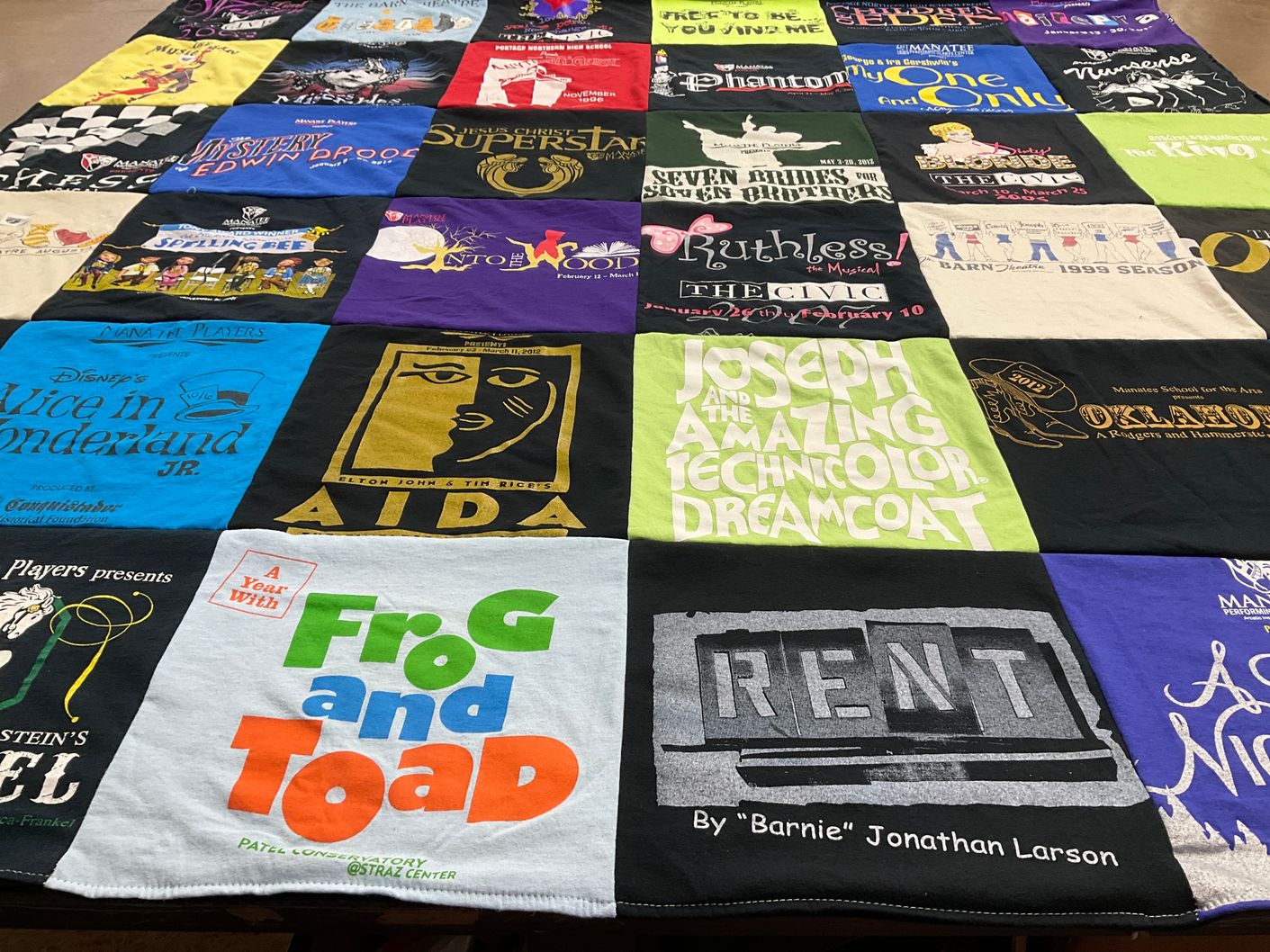 T-shirt quilt with theater, performing arts themes by Aaron from FL