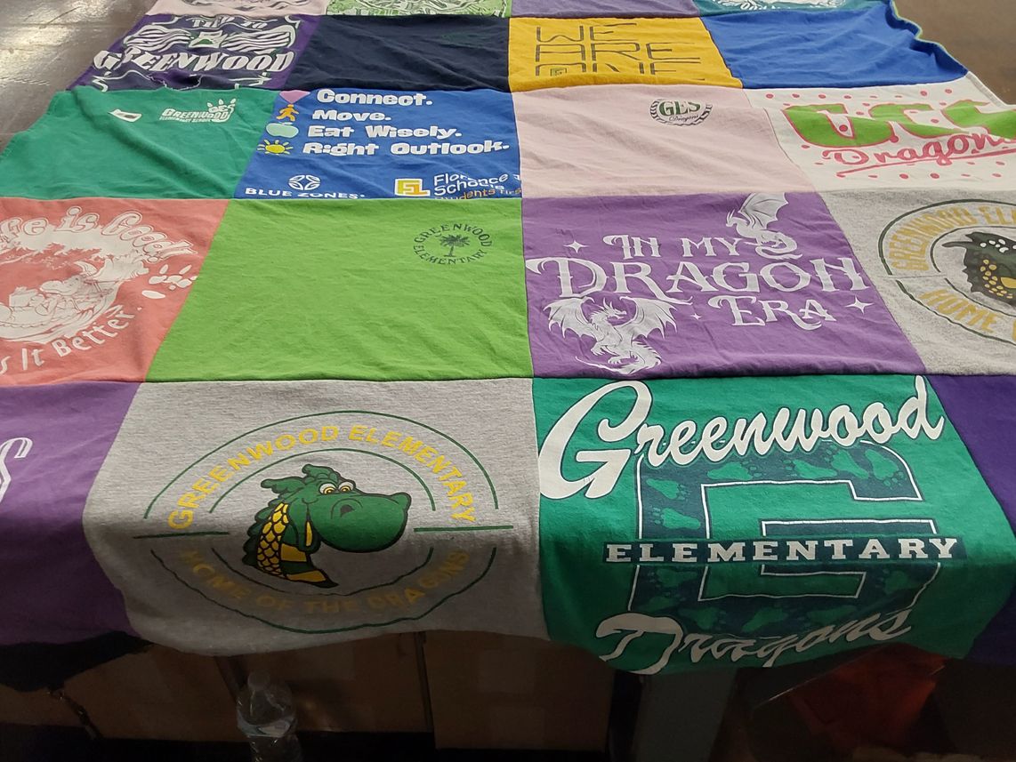 T-shirt quilt from greenwood elementary by Michael from NC