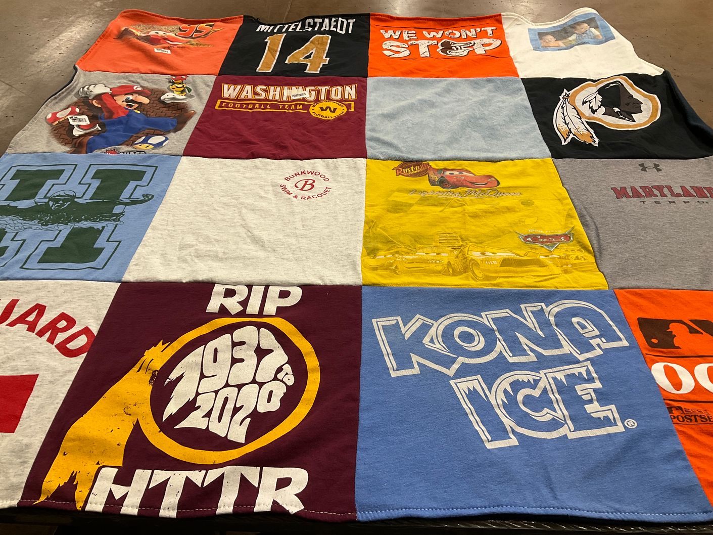 T-shirt quilt featuring washington football team by Cara from VA