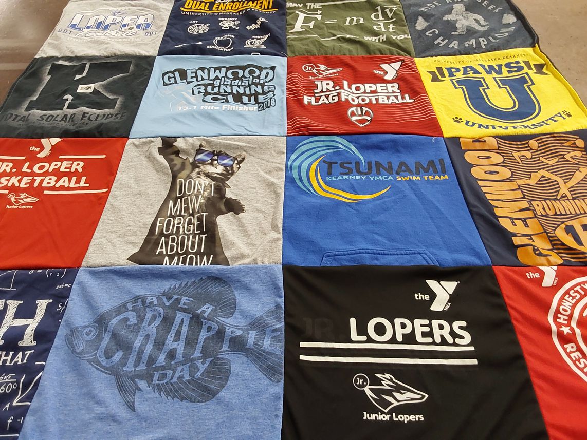 T-shirt quilt featuring jr. loper flag football by Kari Anne from NE