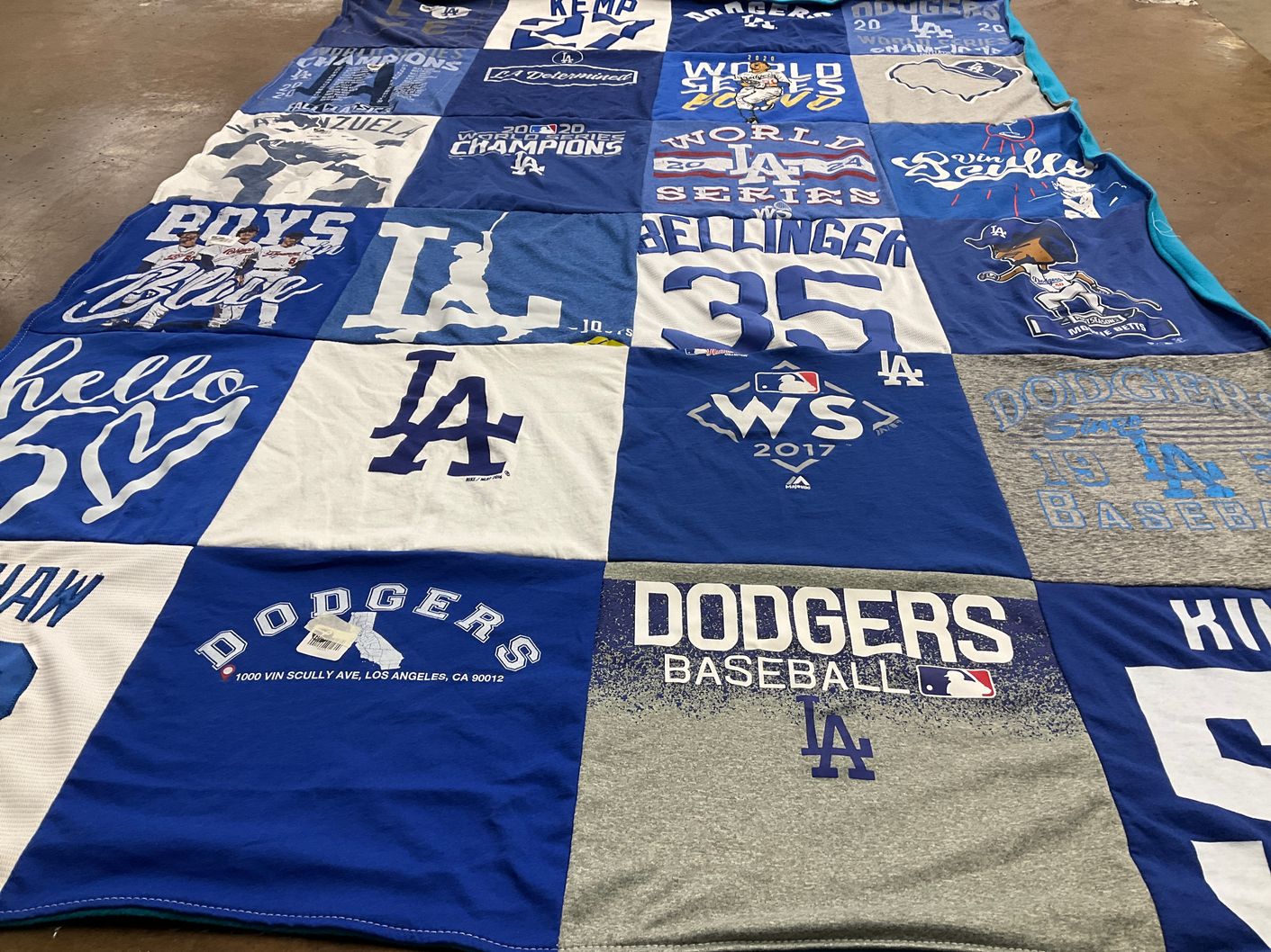 T-shirt quilt featuring los angeles dodgers by Mercedes from AZ