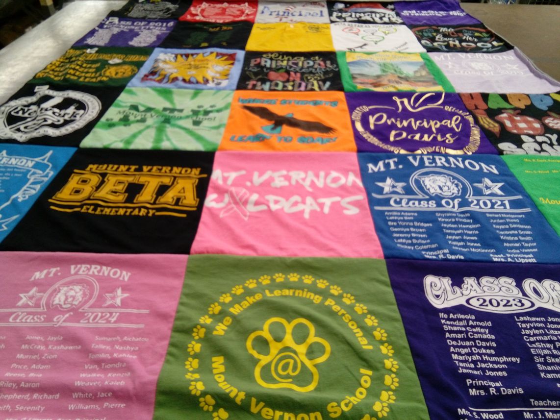 T-shirt quilt featuring mount vernon wildcats by Anjanette from IL