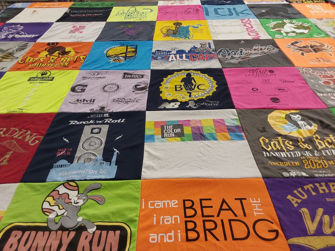 T-shirt quilt with running, events themes by Marshall from MD