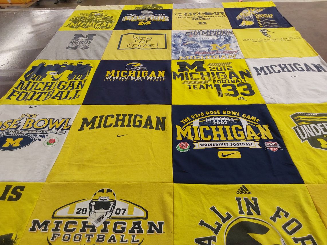 T-shirt quilt featuring michigan wolverines football by MCKENNA from CA