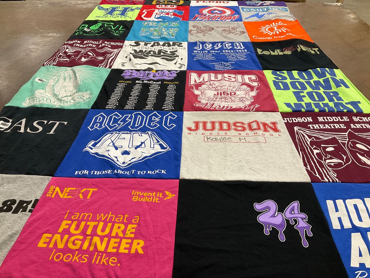 T-shirt quilt from judson middle school by Scott from TX