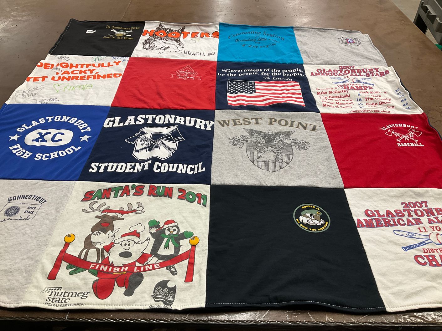 T-shirt quilt featuring glastonbury baseball by Bernadette from CT
