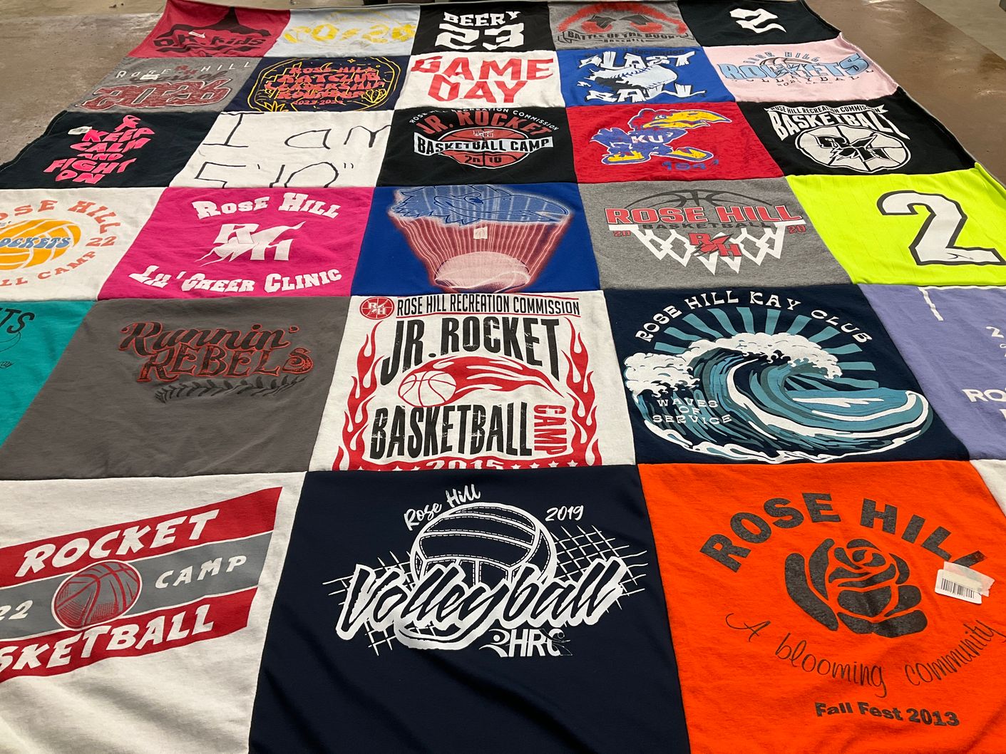T-shirt quilt from rose hill high school by Sara from KS
