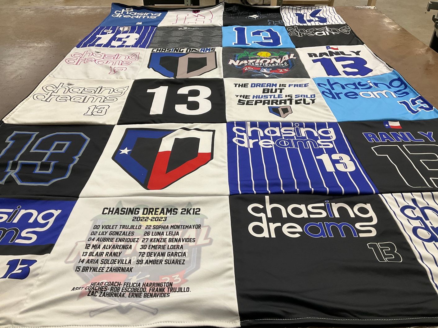 T-shirt quilt featuring chasing dreams by Katy from TX