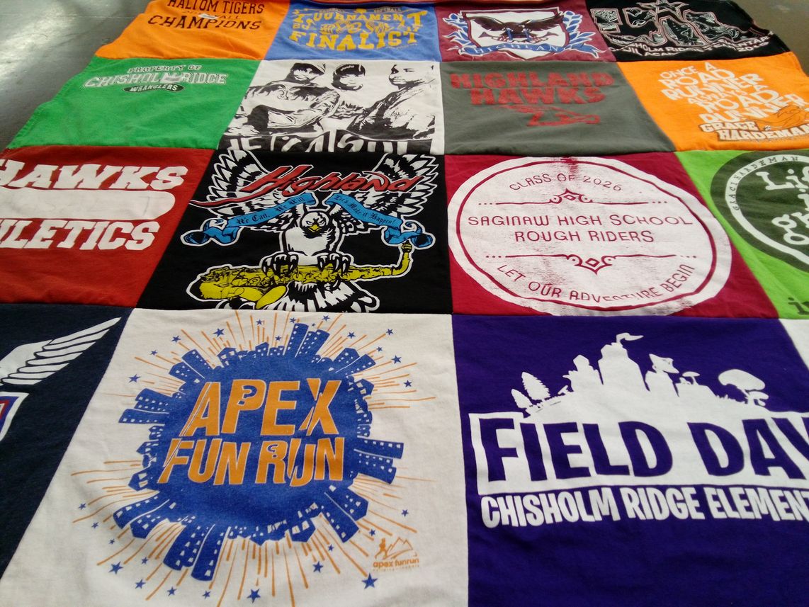 T-shirt quilt featuring highland hawks by Angela from TX