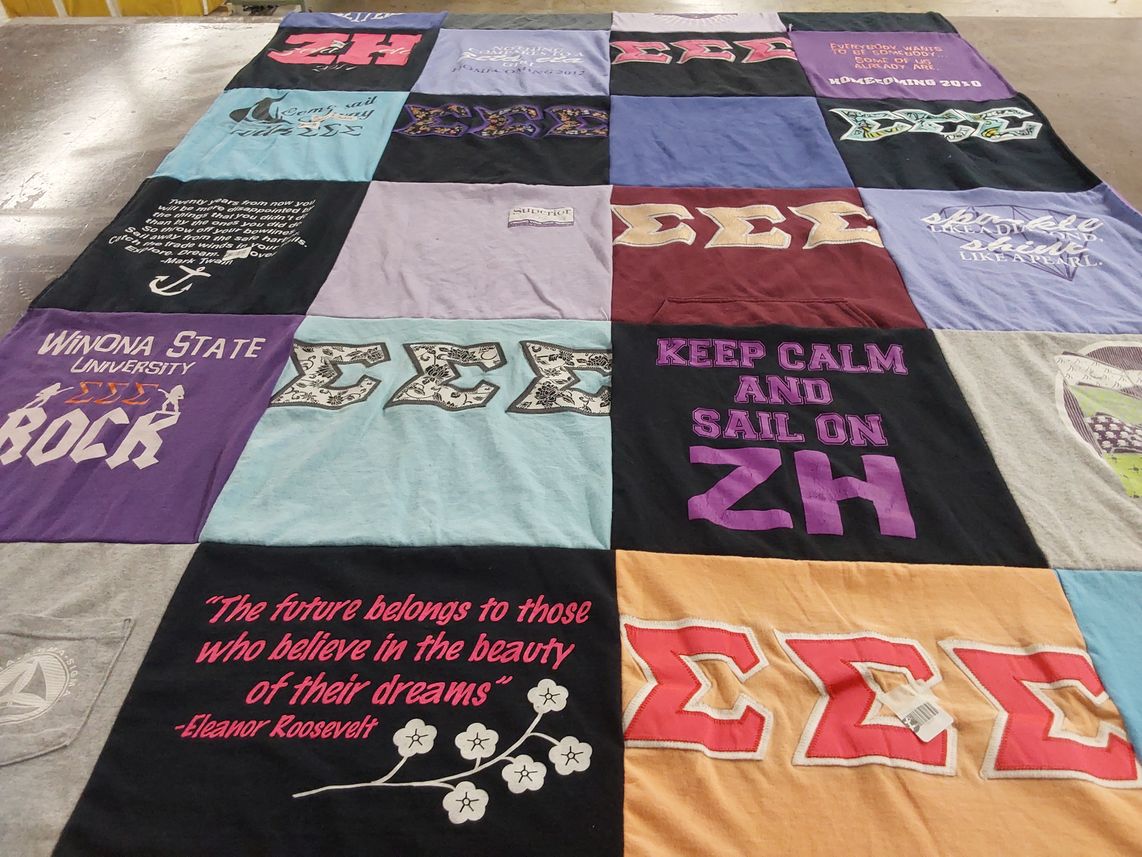 T-shirt quilt from winona state university by Jean from OR