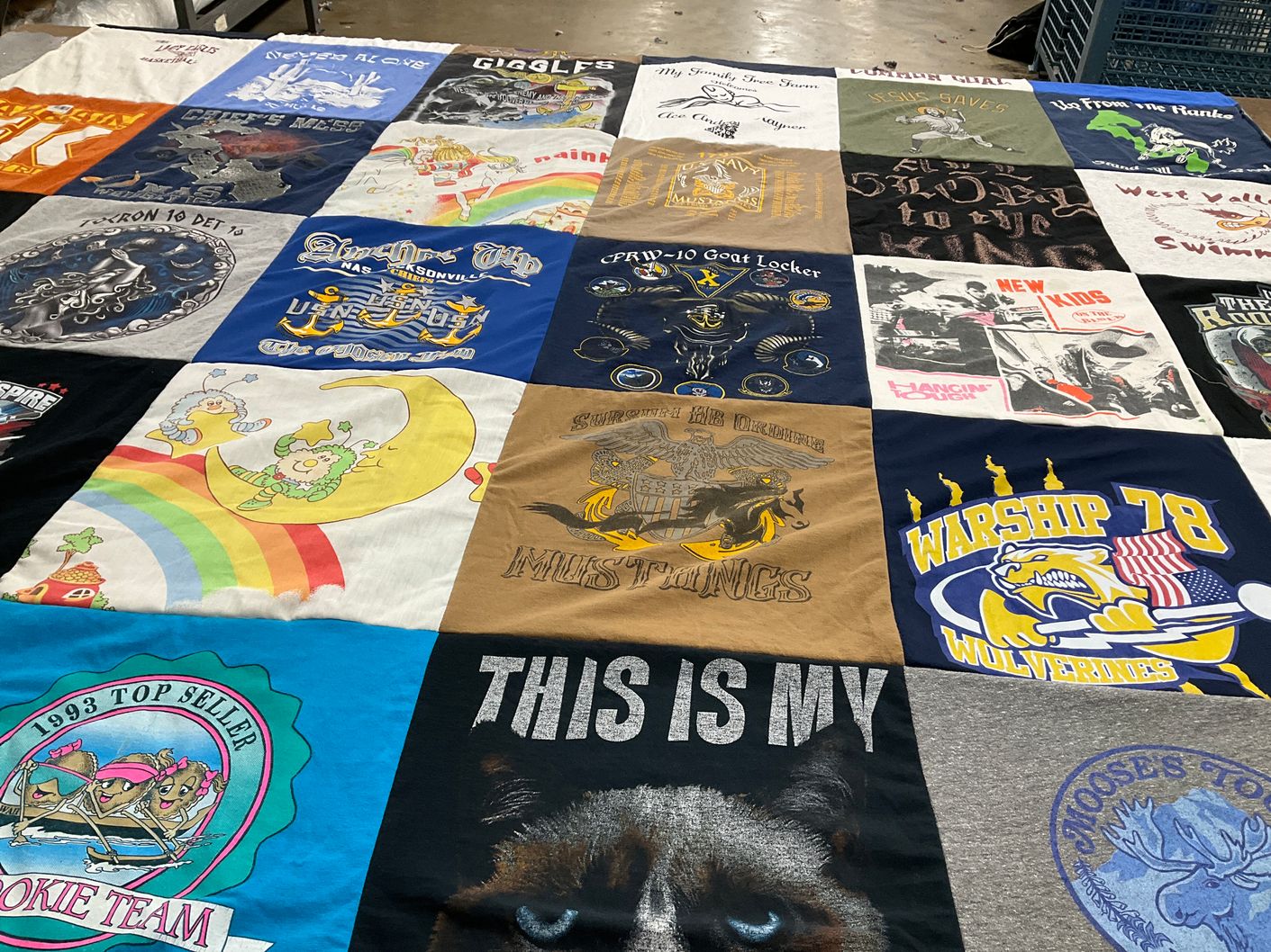 T-shirt quilt featuring warship 78 wolverines by Tonya from NC