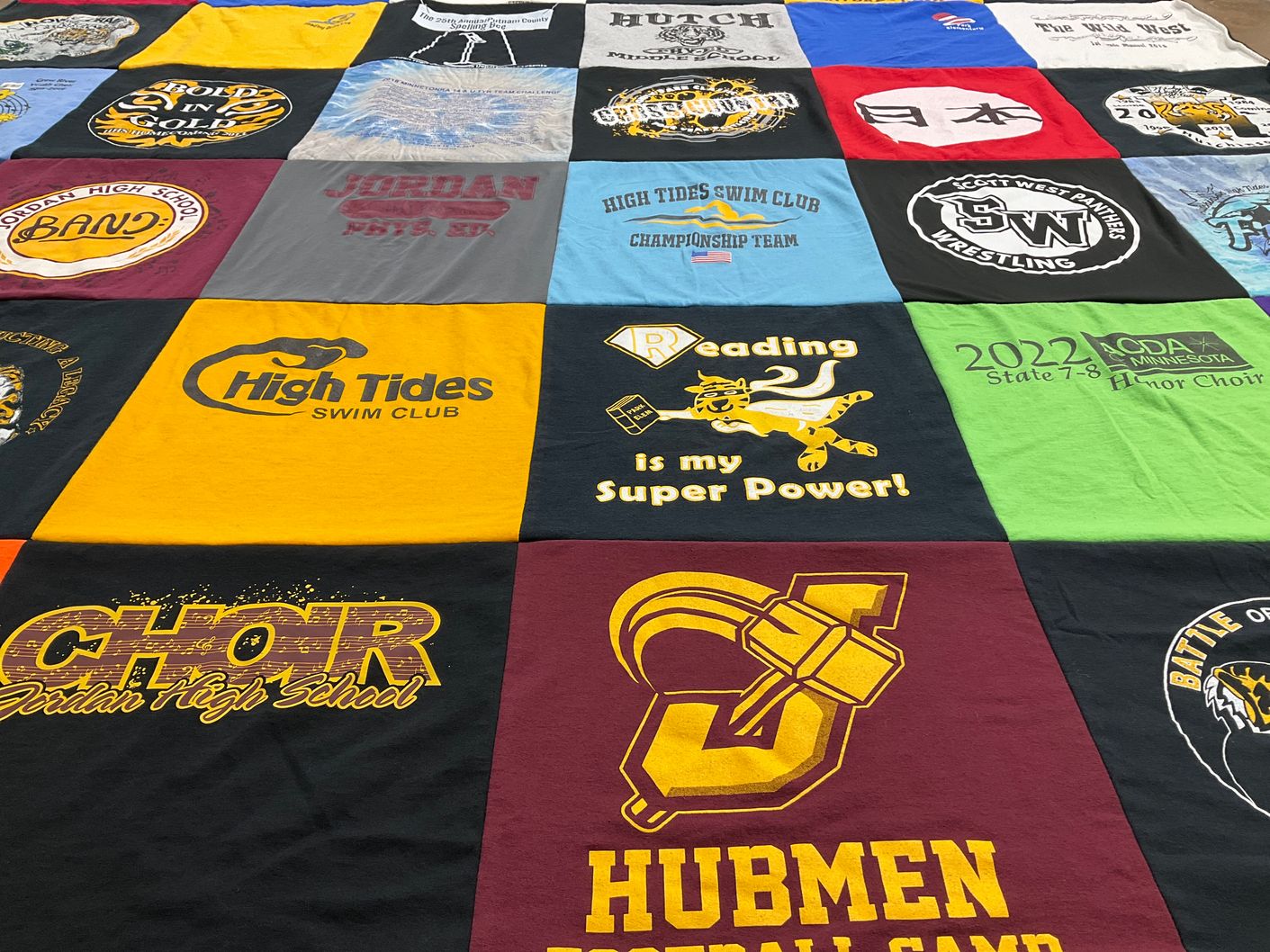 T-shirt quilt featuring hubmen football by Stacie from MN