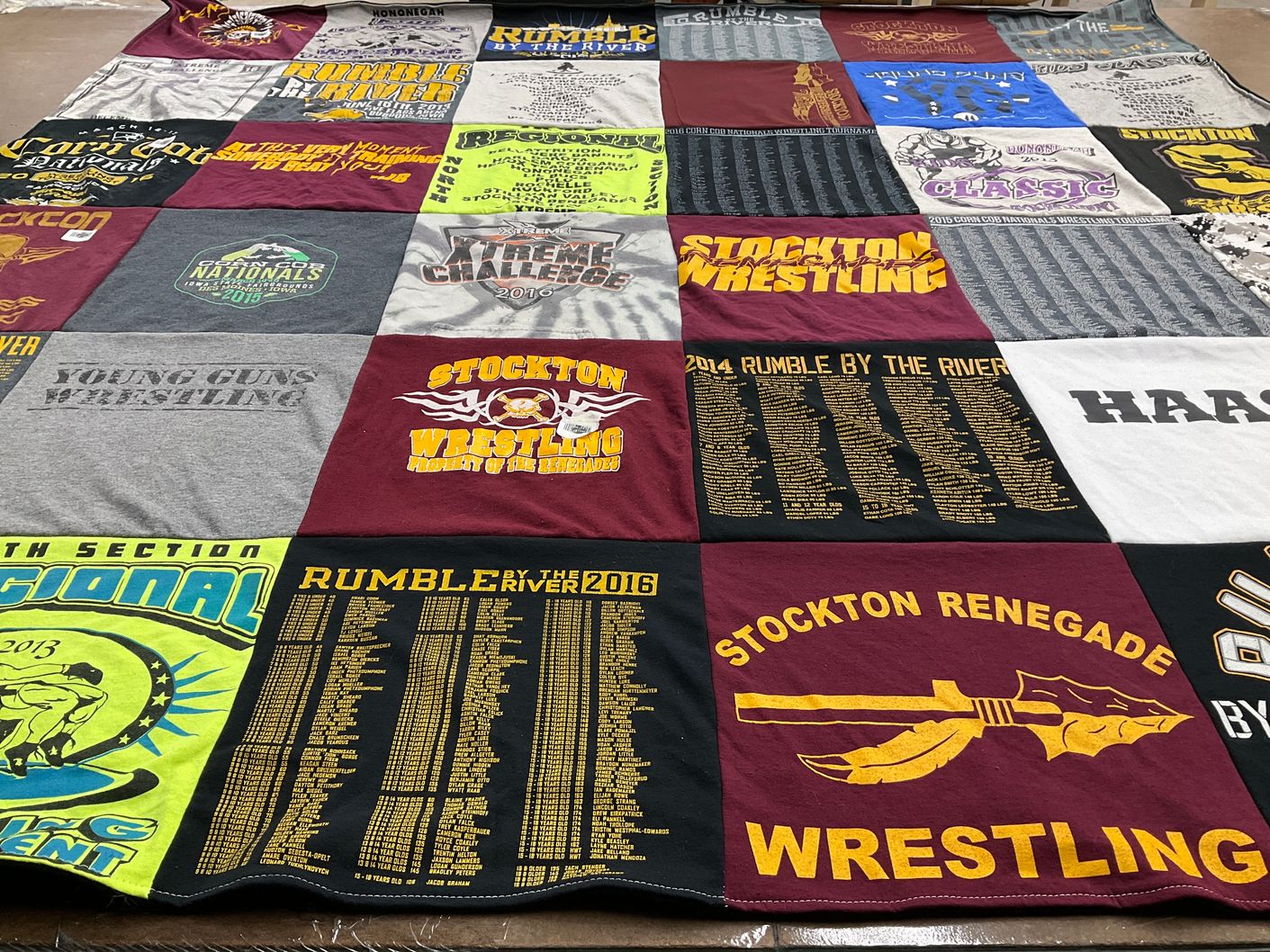 T-shirt quilt featuring stockton renegade wrestling by Amanda from IL